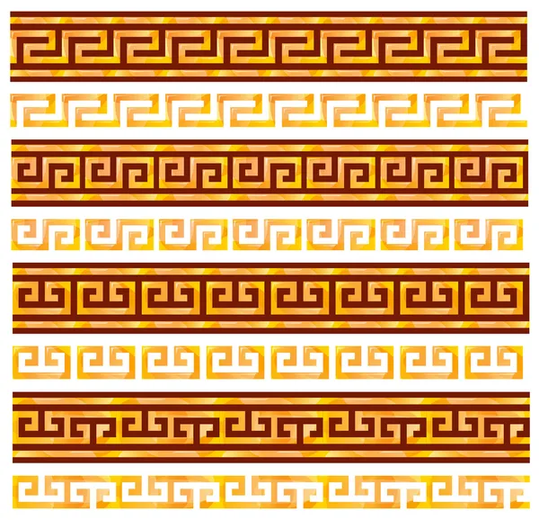 Golden seamless meanders. Ancient Greek ornaments. — Stock Vector