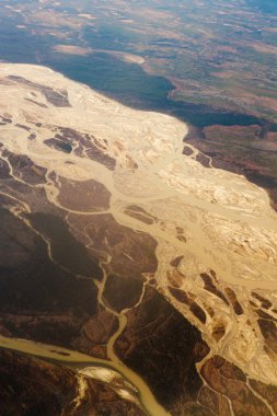 Aerial view of Chena River near Fairbanks, Alaska, USA