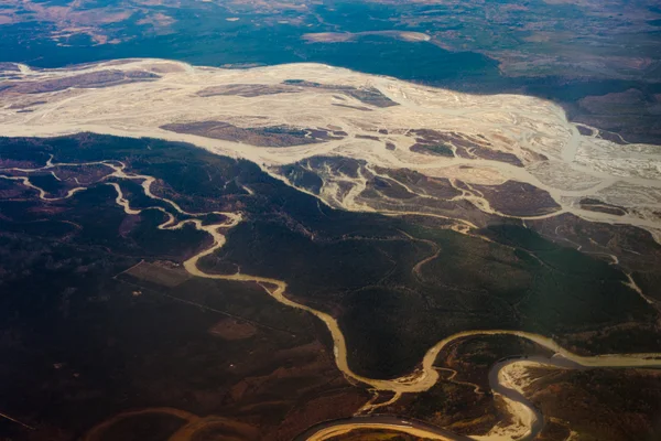 Letecký Pohled Řeka Poblíž Fairbanksu Aljaška Usa — Stockfoto