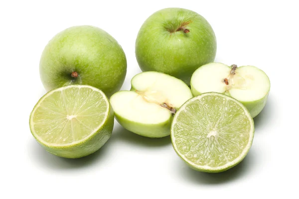 Sliced apple and lime — Stock Photo, Image