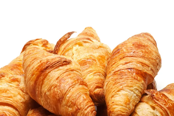 Halom Fehér Tányérra Croissant — Stock Fotó
