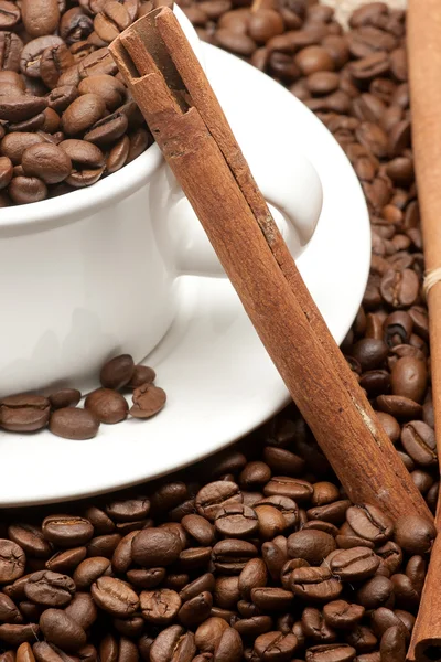 Coffee Beans Mug Cinnamon — Stock Photo, Image