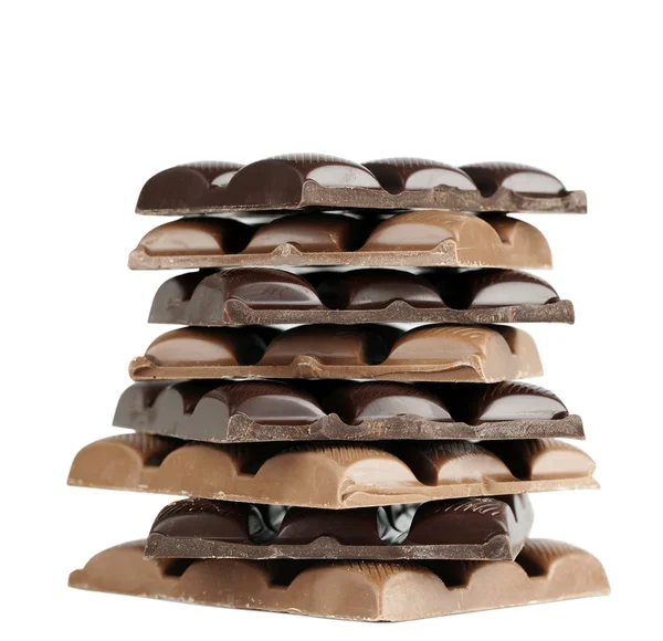 Succulent Chocolate Blocks Close Isolated White Backgound — Stock Photo, Image