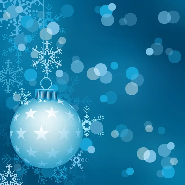 Modré pozadí vánoční koule — Stockový vektor