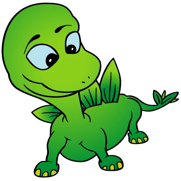 Πράσινο Dino Χρωματισμένα Καρτούν Εικονογράφηση Δεινόσαυρος Διάνυσμα — Διανυσματικό Αρχείο