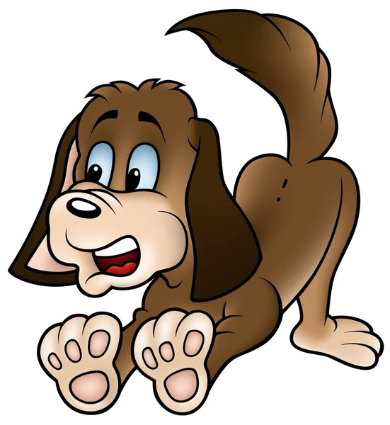 棕色狗 彩色的卡通插画 矢量小さなアヒルの色の漫画イラスト ベクトルします — 图库矢量图片