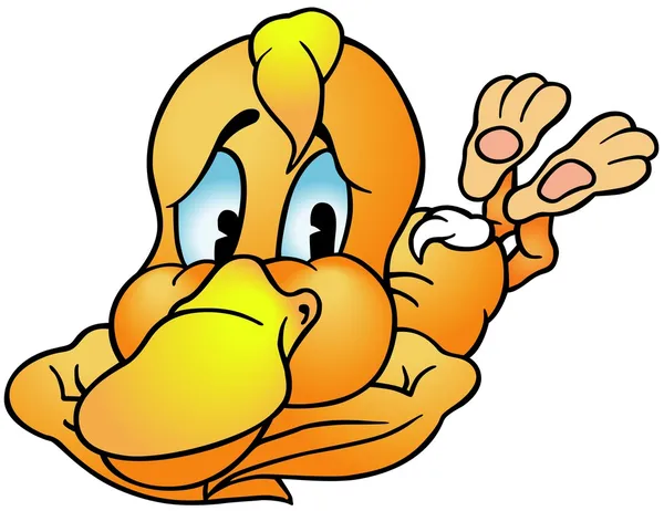 Laying Duck Illustration Dessin Animé Couleur Vecteur — Image vectorielle