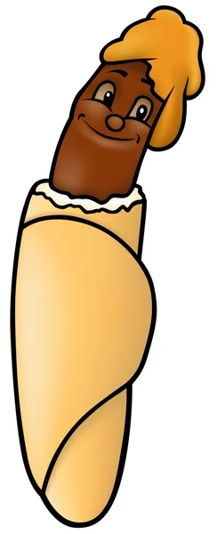 Hot Dog Gekleurde Cartoon Afbeelding Vector — Stockvector