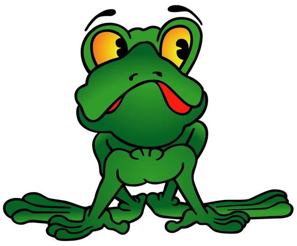 Green Frog Colored Cartoon Illustration Vector — Stock Vector