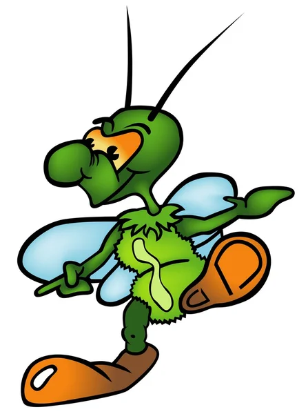 Green Bug Collored Cartoon Illustration Vector — стоковый вектор