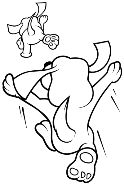 実行している犬 黒と白の漫画イラスト ベクトル — ストックベクタ
