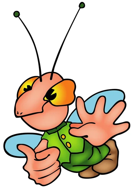 Vliegende Bug Gekleurde Cartoon Afbeelding Vector — Stockvector