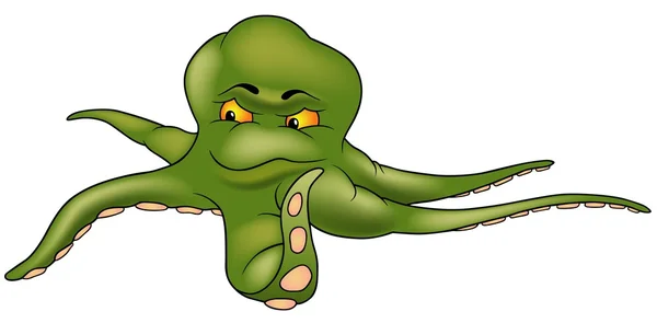 Зелёный осьминог — стоковый вектор