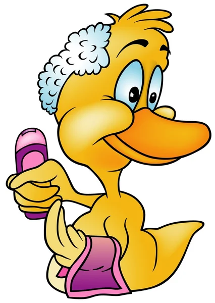 Duck Shampoo Colored Cartoon Illustration Vector — Stock Vector