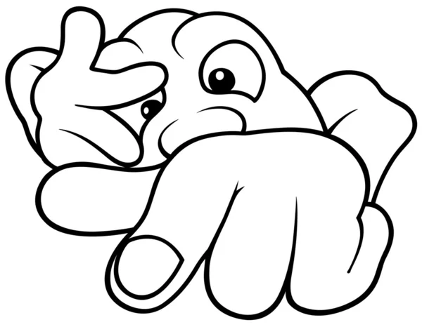 Hand Nagel Zwart Wit Cartoon Afbeelding Vector — Stockvector