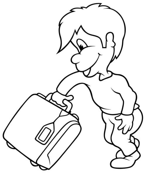 Boy and Travel Case — Stock Vector
