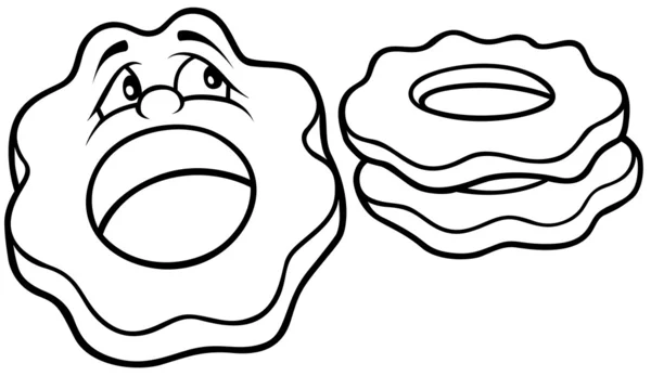 Cookies Preto Branco Desenhos Animados Ilustração Vetor — Vetor de Stock