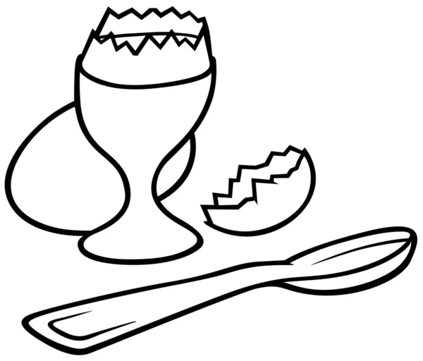 Eggcup Zwart Wit Cartoon Afbeelding Vector — Stockvector