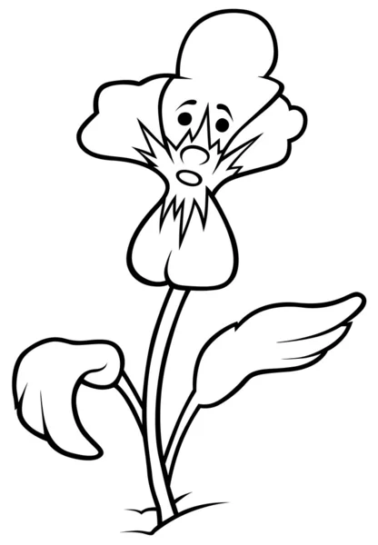 Fiore Viola Illustrazione Cartone Animato Bianco Nero Vettore — Vettoriale Stock