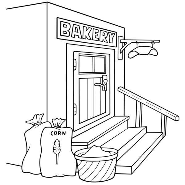 Bakery Black White Cartoon Illustration Vector — Stock Vector