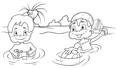 Children Bathing vector