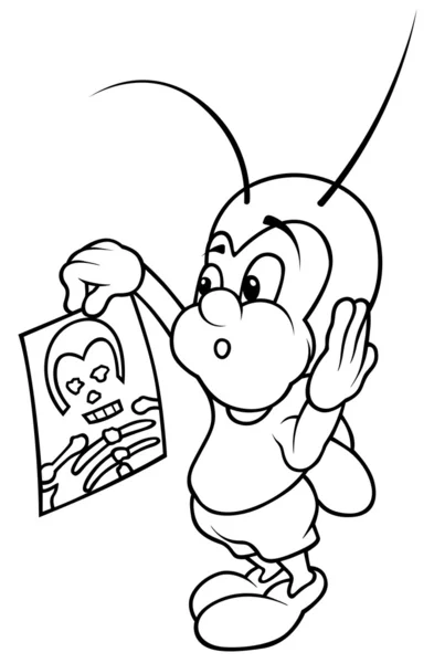 Bug 射线图片 黑色和白色卡通插画 — 图库矢量图片