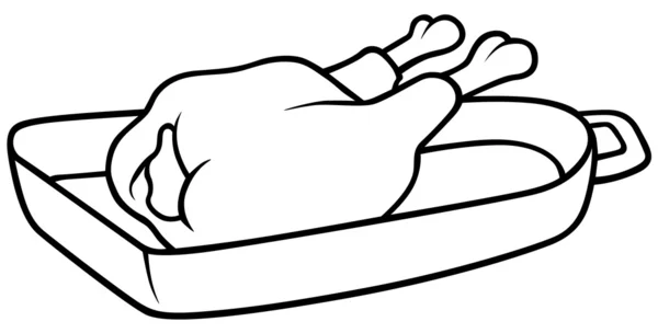 Ψητό Κοτόπουλο Μαύρο Και Άσπρο Καρτούν Εικονογράφηση Φορέα — Διανυσματικό Αρχείο
