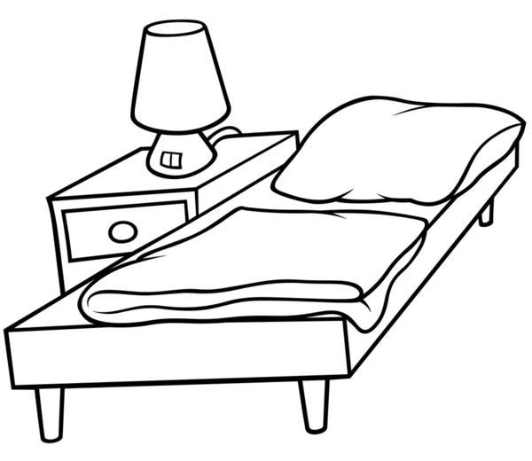 ベッドとベッドサイド — ストックベクタ