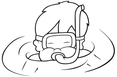 vektör çocuk ve çizgi film illüstrasyon, Dalış - siyah ve beyaz