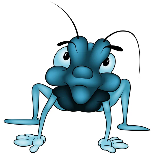 Blauer Käfer Farbige Zeichentrickillustration Vektor — Stockvektor