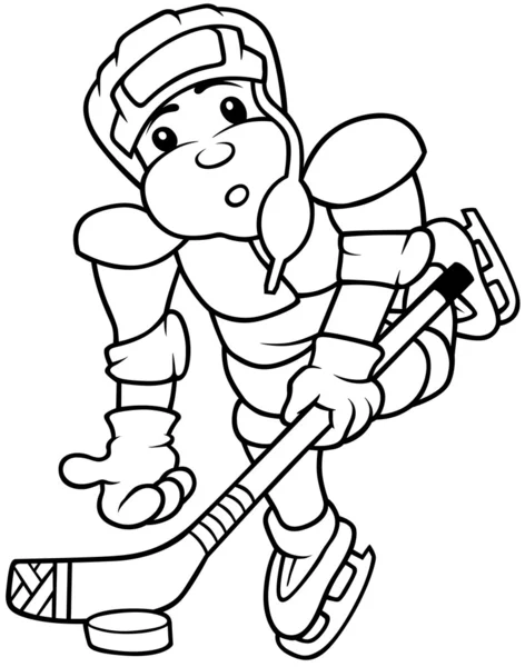 stock vector Hockey Player - Black and White Cartoon illustration, Vector