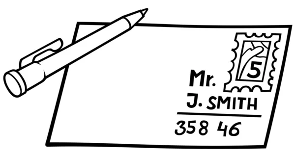 Letter Pen Zwart Wit Cartoon Afbeelding Vector — Stockvector