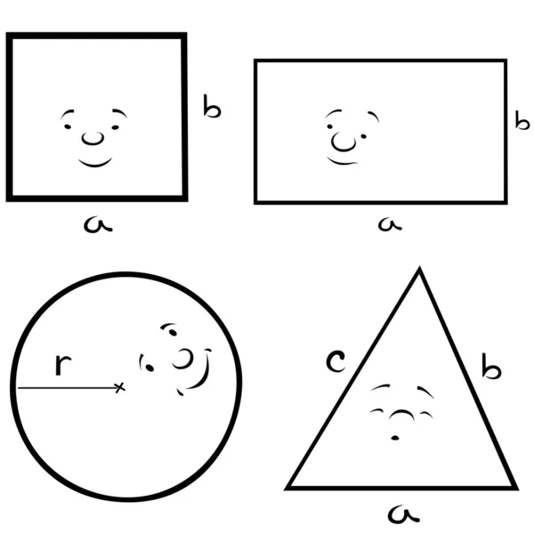 blanco y negro de dibujos animados figuras geométricas ...