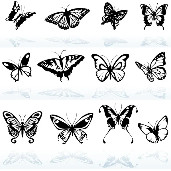 Motýl siluety — Stockový vektor