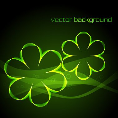 Glowing green digital flower clipart