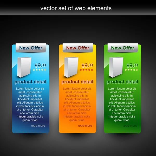Vektor-Webelemente in verschiedenen Farben — Stockvektor