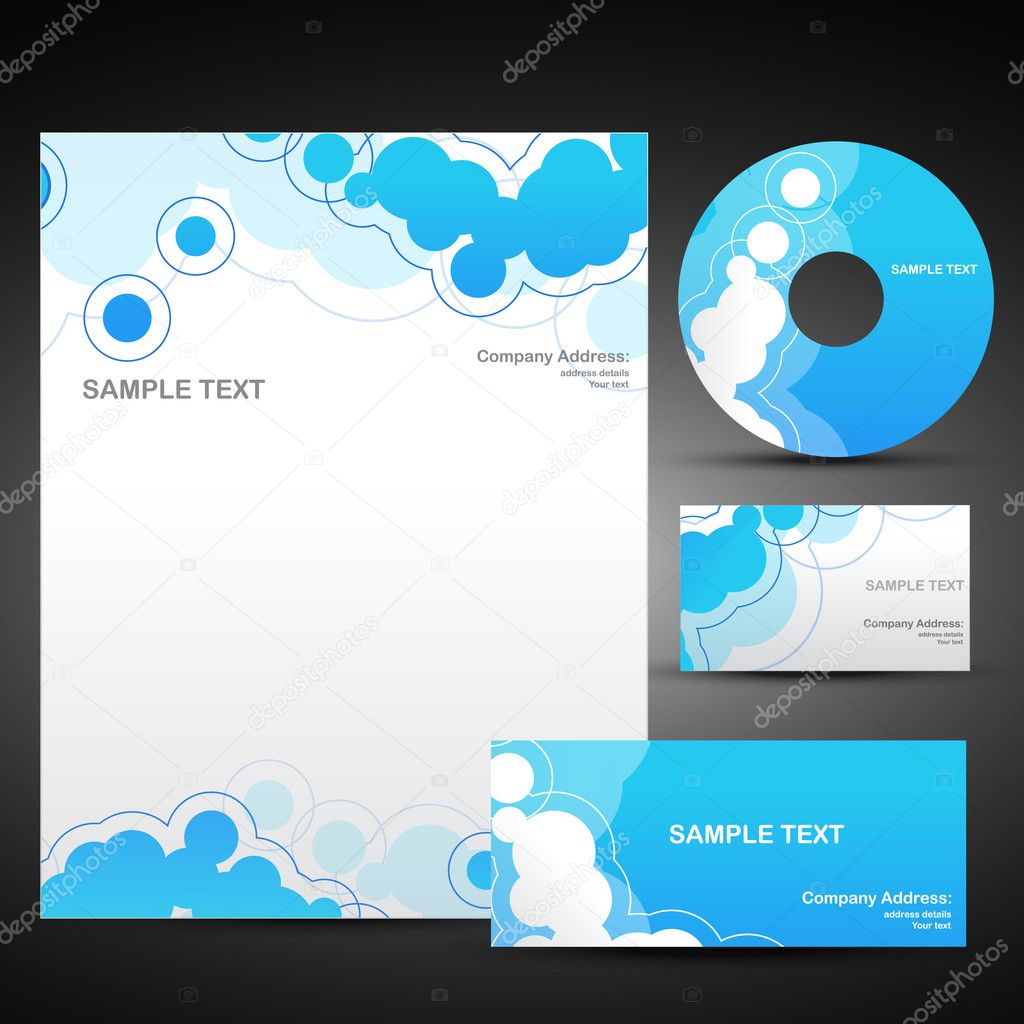 Vector set of business template in blue color