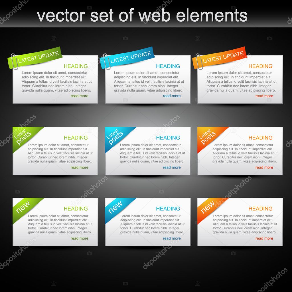 Vector set of web elements