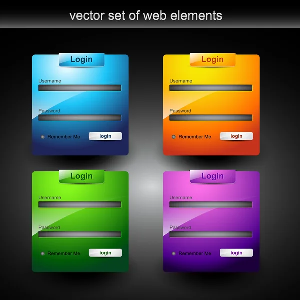 Web 登录窗体样式元素在许多颜色 — 图库矢量图片