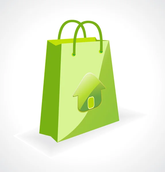 Saco verde com símbolo ecologia —  Vetores de Stock