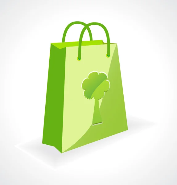 Sac vert avec symbole écologique — Image vectorielle