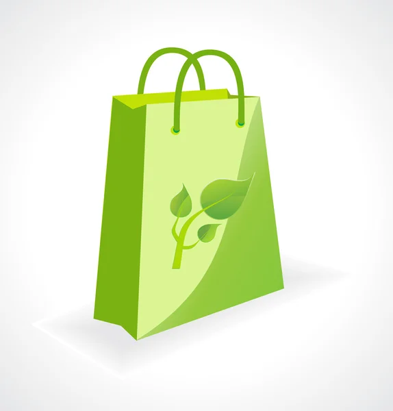 Sac vert avec symbole écologique — Image vectorielle