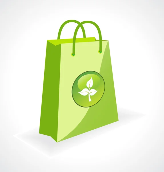 Tas hijau dengan simbol ekologi - Stok Vektor