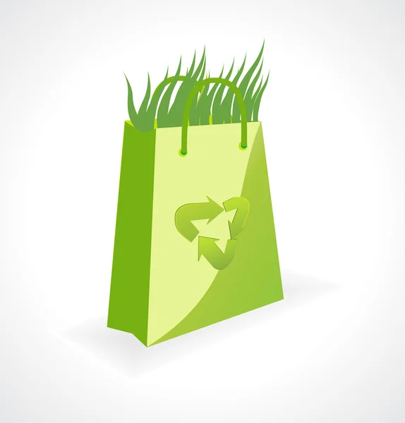 Зеленая сумка с экологическим символом — стоковый вектор
