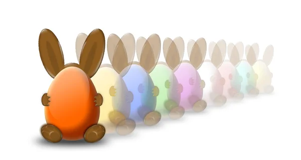 Easter bunny in row — Stock Photo, Image