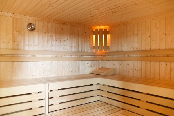 stock image Interior of a wooden sauna