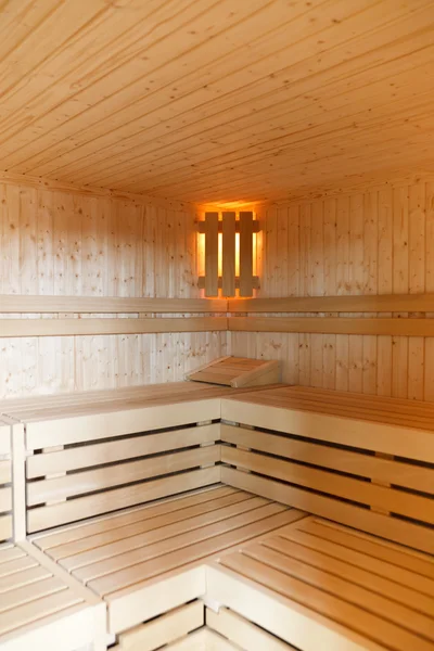 stock image Interior of a wooden sauna