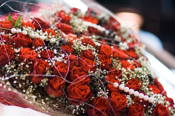 Güller güzel arka plan üzerinde kalp şeklinde — Stok fotoğraf