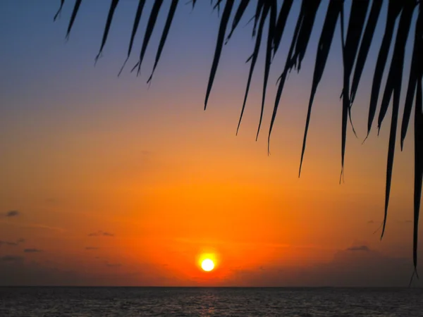 Maledivischen Sonnenuntergang Bild Mit Schöner Farbe — Stockfoto