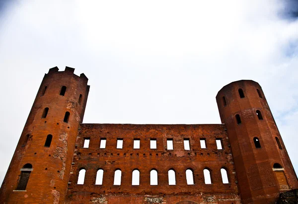 Detalj Porte Palatinen Turin Italien Romerska Riket — Stockfoto